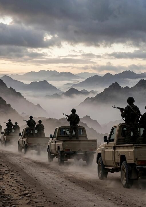 Yemeni government forces advance during the Yemen Houthi offensive