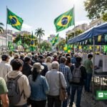 Brasilianske vælgere i kø ved et valgsted under præsidentvalget i Brasilien