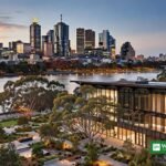 Melbourne skyline and university campus at dusk; the alleged flydubai co-pilot Hammam al-Hammami studied engineering at RMIT University here between 2015 and 2017 without completing his qualification (illustration)