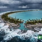 Pacific island atoll under storm clouds as Australia braces for extreme summer weather
