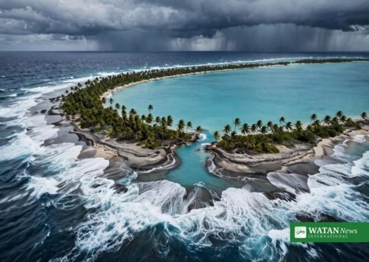 Pacific island atoll under storm clouds as Australia braces for extreme summer weather
