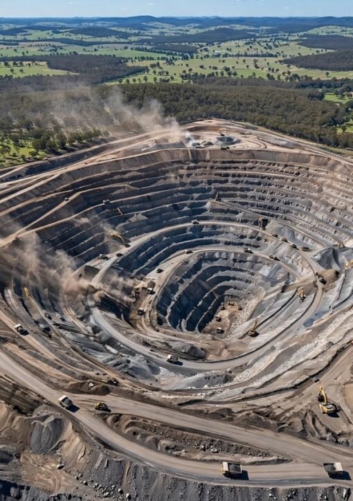 Mount Pleasant coal mine: aerial view of the Hunter Valley open-cut mine whose expansion was invalidated by Australias High Court