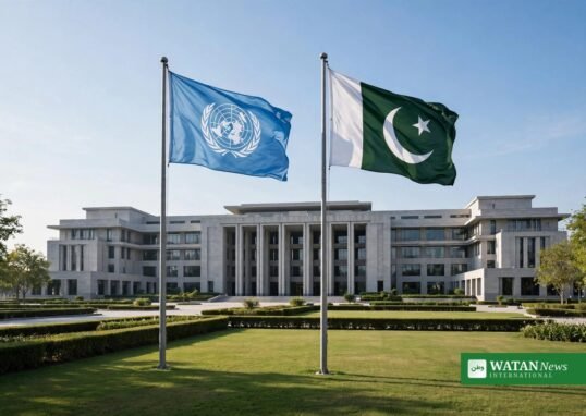 فیلڈ مارشل عاصم منیر سے اقوام متحدہ کے سیکرٹری جنرل کی ملاقات — جی ایچ کیو راولپنڈی میں اقوام متحدہ اور پاکستان کے پرچم