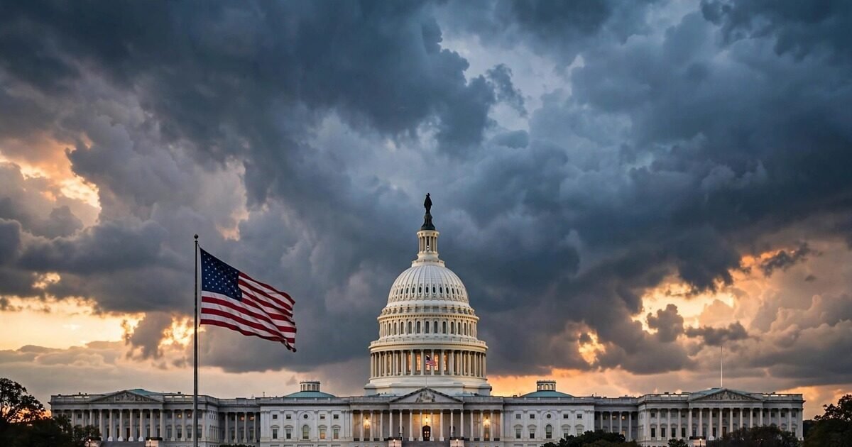 DNC lawsuit Trump ads: U.S. Capitol under stormy skies amid the DNC lawsuit over taxpayer-funded ads