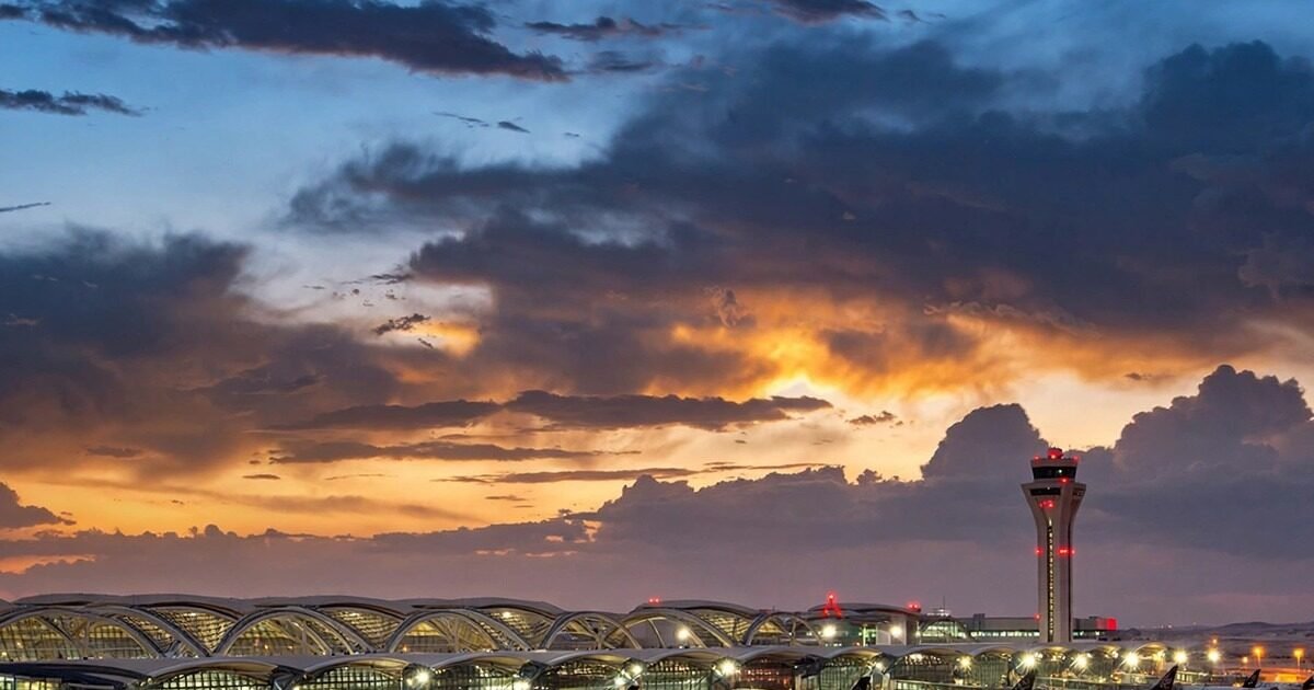 Houthi Riyadh airport attack: King Khalid International Airport at dusk