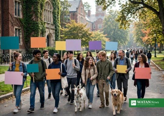 UAF World Animal Day walk — students on campus awareness walk