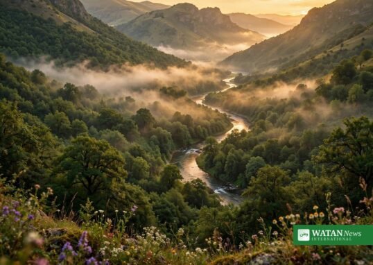 COP17 natur finansiering: armensk bjergdal ved solopgang