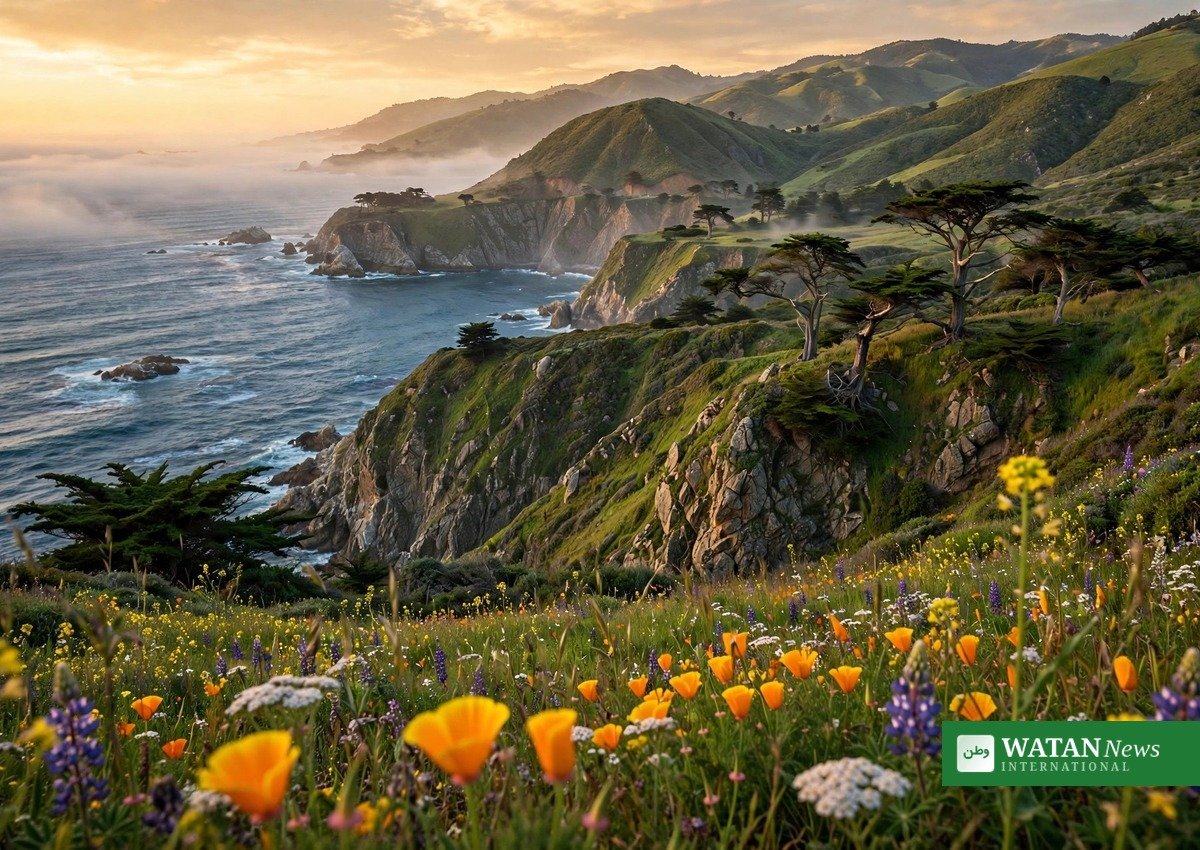 Californiens Big Sur-kyst i gyldent lys — det landskab, statens 30x30-naturbevaringsinitiativ vil beskytte