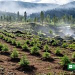 Træplantning ved Sambaa Deh Falls i Northwest Territories