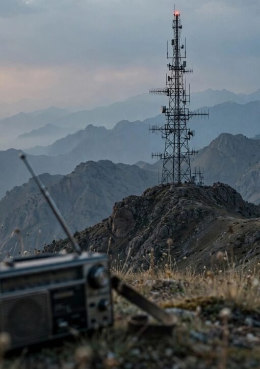 FM radio transmission tower over Afghan mountains — BBC radio broadcasts suspended across Afghanistan