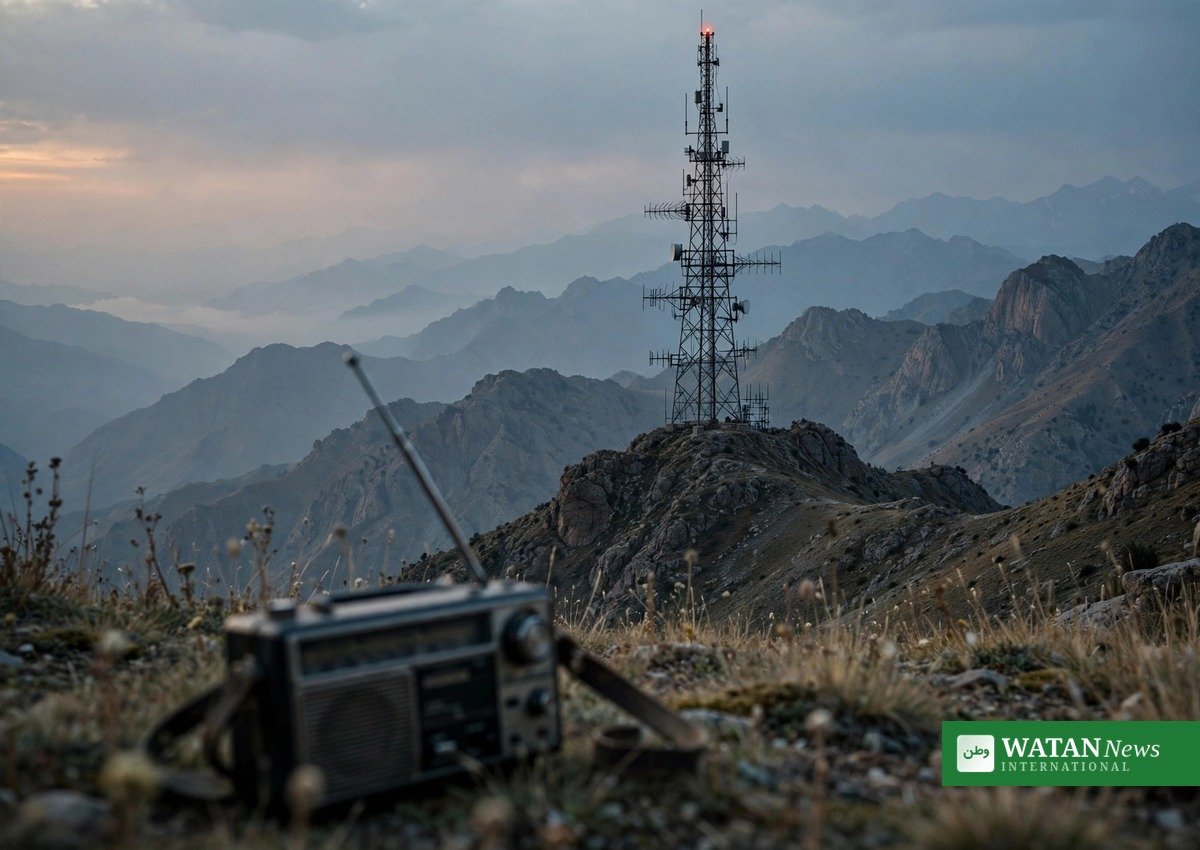FM radio transmission tower over Afghan mountains — BBC radio broadcasts suspended across Afghanistan
