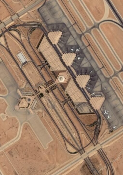 Aerial view of King Khalid International Airport in Riyadh, Saudi Arabia