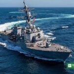 US Navy destroyer at sea in the Pacific Ocean
