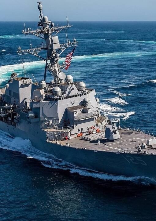 US Navy destroyer at sea in the Pacific Ocean