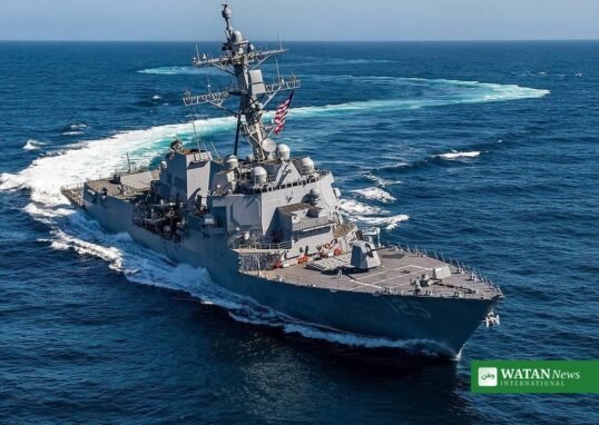 US Navy destroyer at sea in the Pacific Ocean