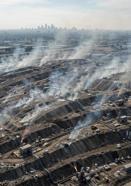 Aerial view of a landfill near Istanbul emitting methane plumes — COP31 host Türkiye's methane mega-leaks