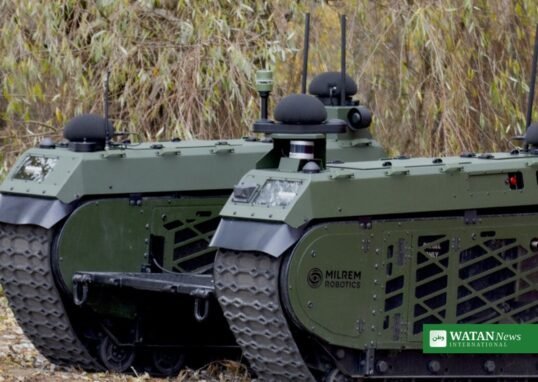 Milrem Robotics THeMIS unmanned ground vehicle in the field — Estonia accuses Russia of commissioning arson sabotage against the defence company that supplies these vehicles to Ukraine
