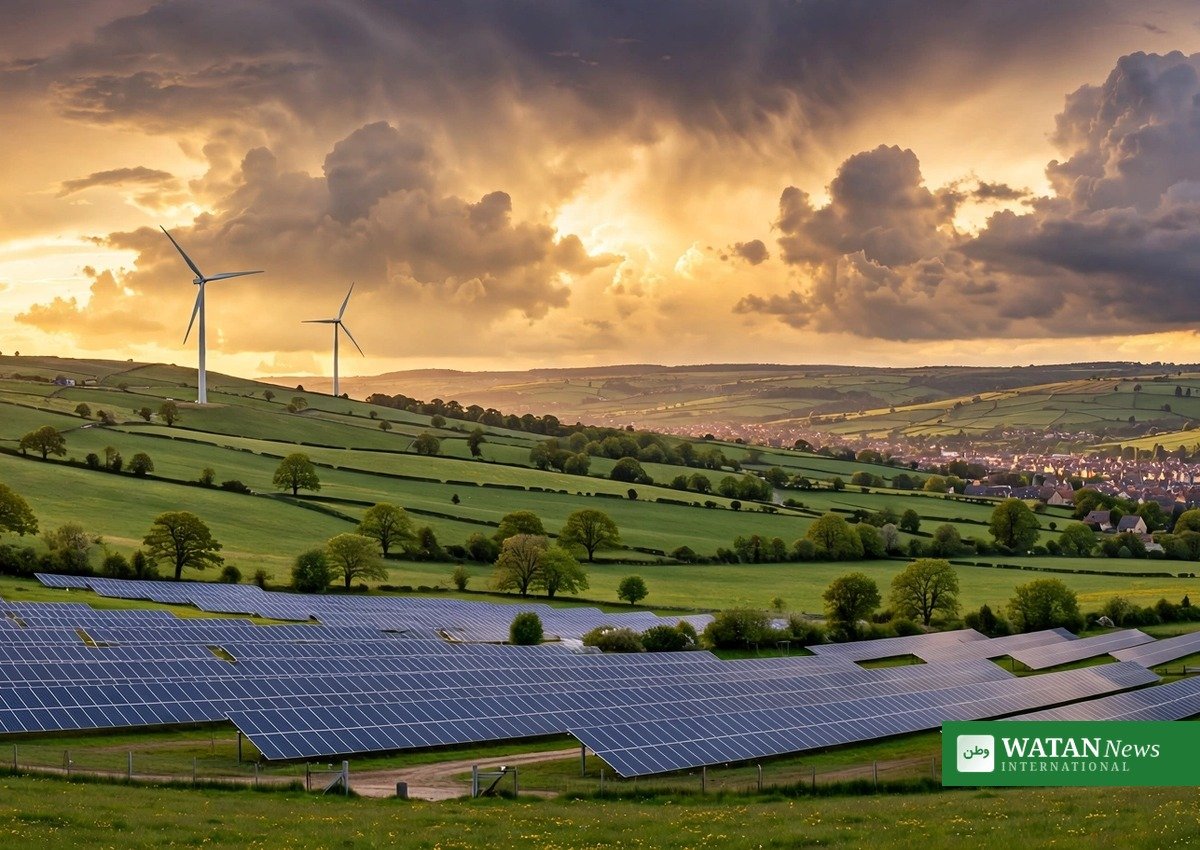 Wind turbines and solar panels on a European hillside — three projects awarded EU cross-border renewable energy status, including a 650 MW wind farm in Ukraine