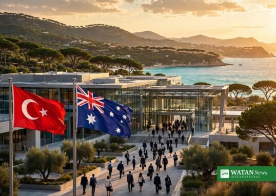 COP31 presidency: Turkish and Australian flags flying outside the summit venue ahead of the Antalya climate conference