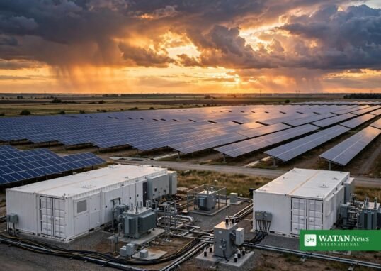 Baltic battery storage plant with solar panels at European Energy hybrid facility in Lithuania