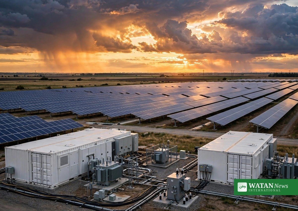 Baltic battery storage plant with solar panels at European Energy hybrid facility in Lithuania