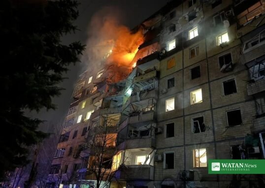 Russia Ukraine strikes: Ukrainian apartment building burning after Russian missile strike, October 2026
