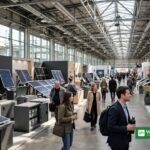All Energy Australia 2026 exhibition hall in Melbourne with solar panels and battery storage displays