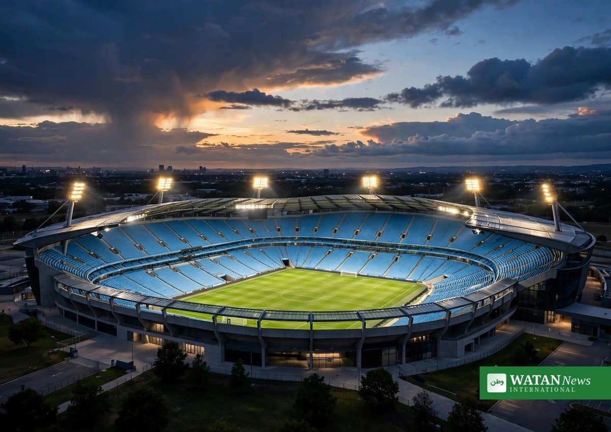 Manchester City dom — Etihad stadion om aftenen