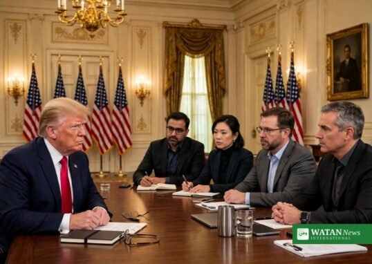 Donald Trump mødes med AI-topchefer i Det Hvide Hus om AI-selvregulering (illustration)