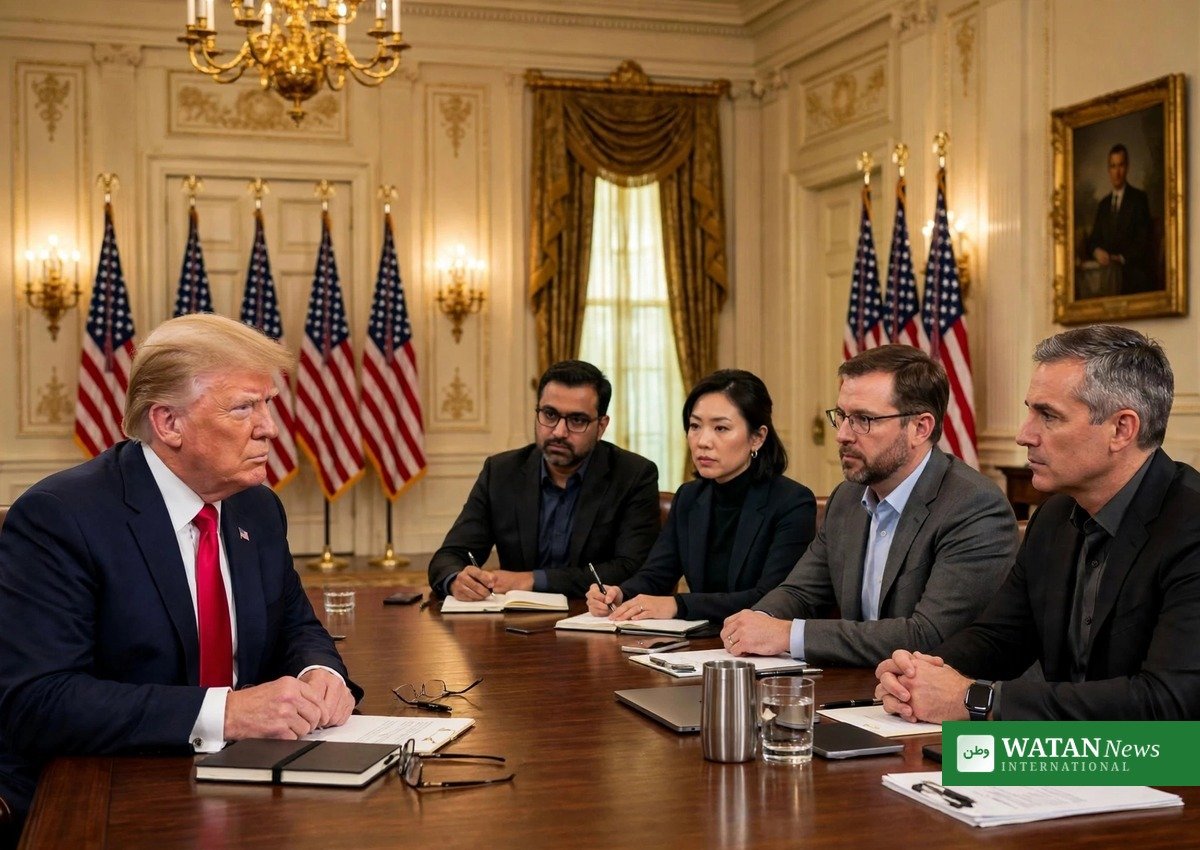 Donald Trump mødes med AI-topchefer i Det Hvide Hus om AI-selvregulering (illustration)