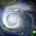 Satellite image of a hurricane churning in the Gulf of Mexico as Hurricane Isaias nears Gulf Coast landfall