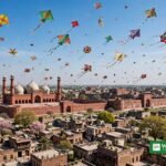لاہور میں بسنٹ کے موقع پر آسمان میں اڑتی رنگ برنگ پتنگیں