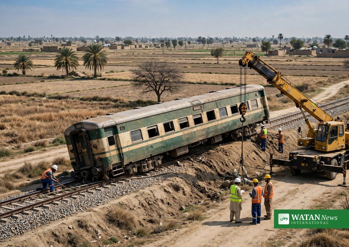 دہارکی کے قریب پٹڑی سے اتری ملت ایکسپریس کی بوگی اور امدادی کرین