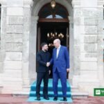 Zelensky and Erdogan shake hands at the Dolmabahce office in Istanbul
