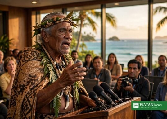 Former Fiji President Ratu Wiliame Katonivere speaking as Climate Champion at the Pacific Media Summit Pre-COP31 session in Savusavu