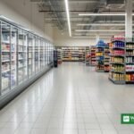Refrigerated display cases in a French supermarket affected by the cyberattack on refrigeration systems