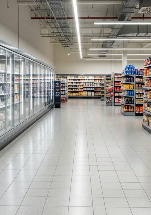 Refrigerated display cases in a French supermarket affected by the cyberattack on refrigeration systems