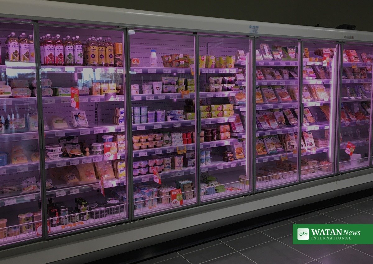 Refrigerated display cases in a French supermarket hit by the cyberattack on refrigeration systems