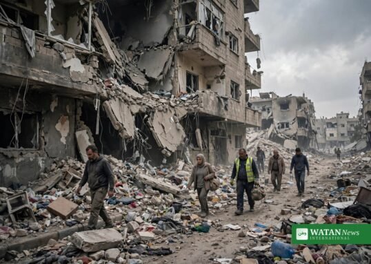 Damaged apartment building in Gaza City after an airstrike amid Gaza ceasefire violations.