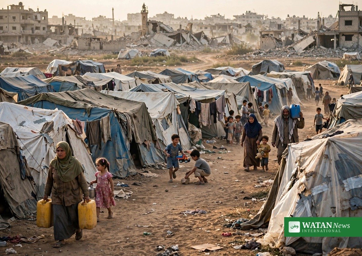 غزہ کی صورتحال: خیمہ بستی میں رہنے والے بے گھر فلسطینی خاندان