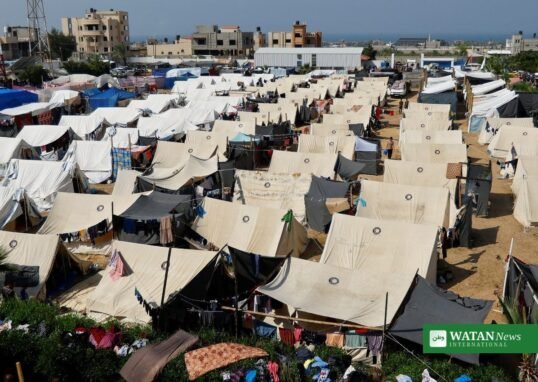 Displaced Palestinians' tents in Khan Younis, Gaza, amid renewed Israeli strikes