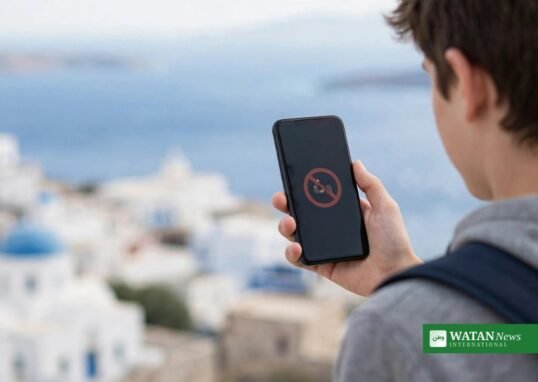 Greece social media ban under 15 — child with smartphone
