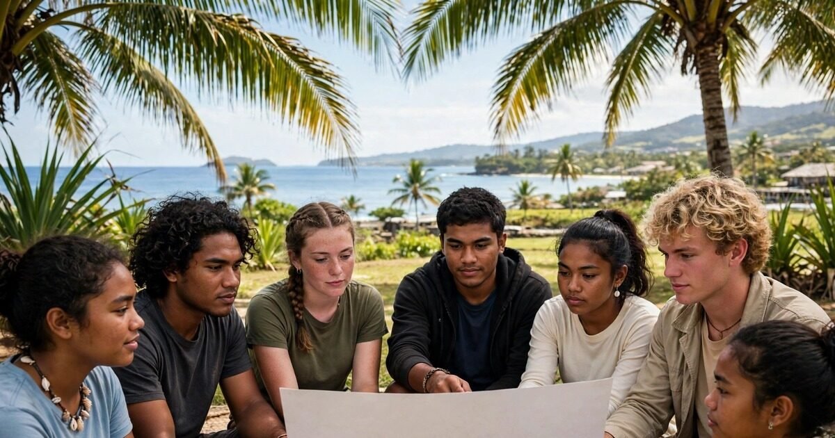 Pacific youth delegates finalize their declaration at the UNICEF Pre-COP31 youth climate dialogue in Nadi, Fiji ahead of COP31