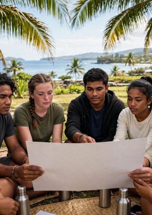 Pacific youth delegates finalize their declaration at the UNICEF Pre-COP31 youth climate dialogue in Nadi, Fiji ahead of COP31