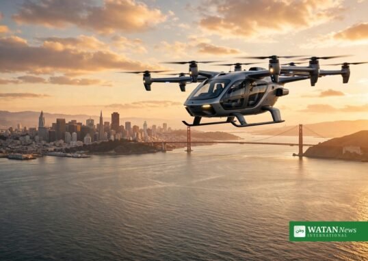Archer Midnight electric air taxi flying over San Francisco Bay