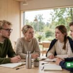 Unges krav om biodiversitetshandling: unge klimaaktivister med grønt banner ved internationalt ungdomstopmøde