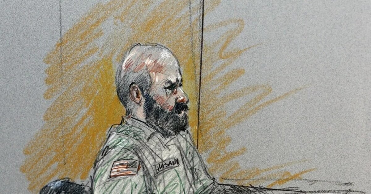 Nidal Hasan firing squad execution — courtroom sketch of the Fort Hood shooter