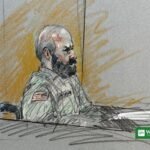 Courtroom sketch of Nidal Hasan, the Fort Hood shooter facing execution by firing squad