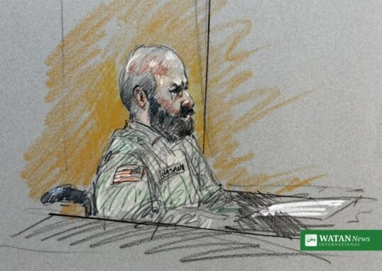 Courtroom sketch of Nidal Hasan, the Fort Hood shooter facing execution by firing squad