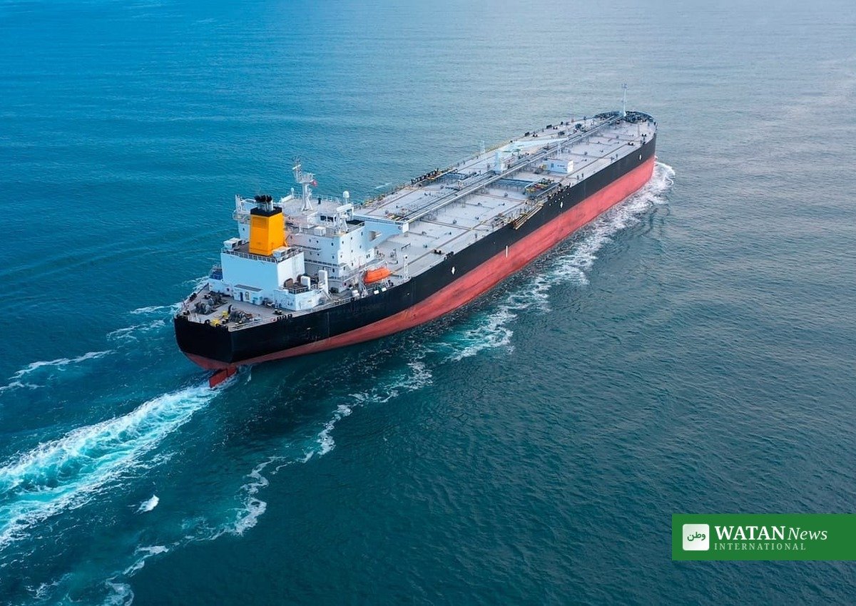 Oil cargo ship at sea amid heightened security in the Strait of Hormuz